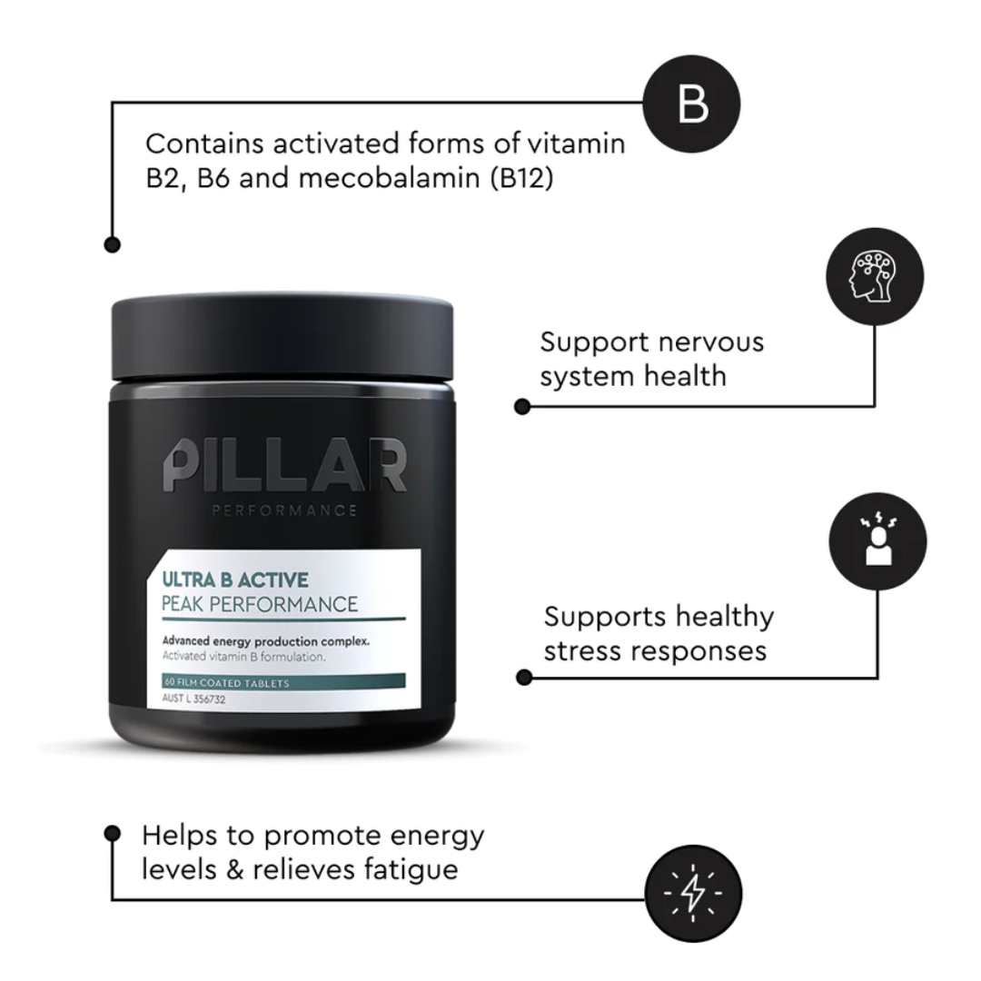 PILLAR PERFORMANCE ULTRA B ACTIVE Vitamin B Complex - High Potency Formulation Vitamins and supplements Endurance kollective Pillar Performance