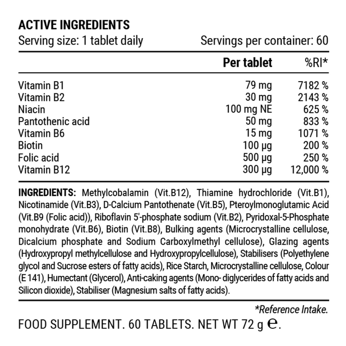 PILLAR PERFORMANCE ULTRA B ACTIVE Vitamin B Complex - High Potency Formulation